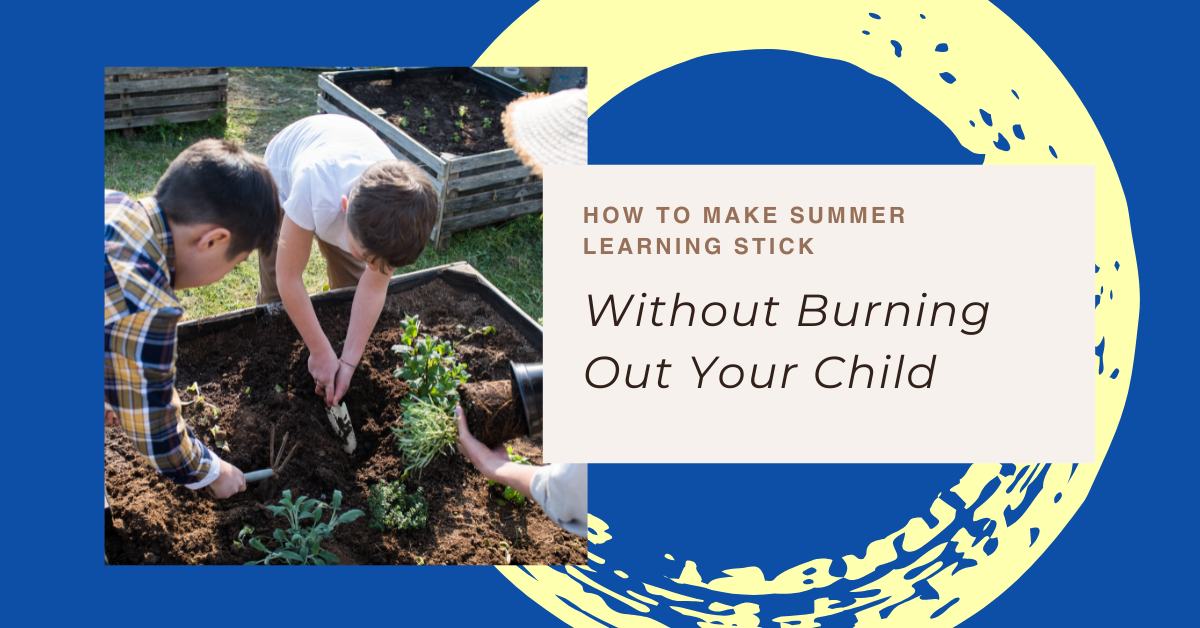 Children doing summer learning activities for kids outdoors without screens