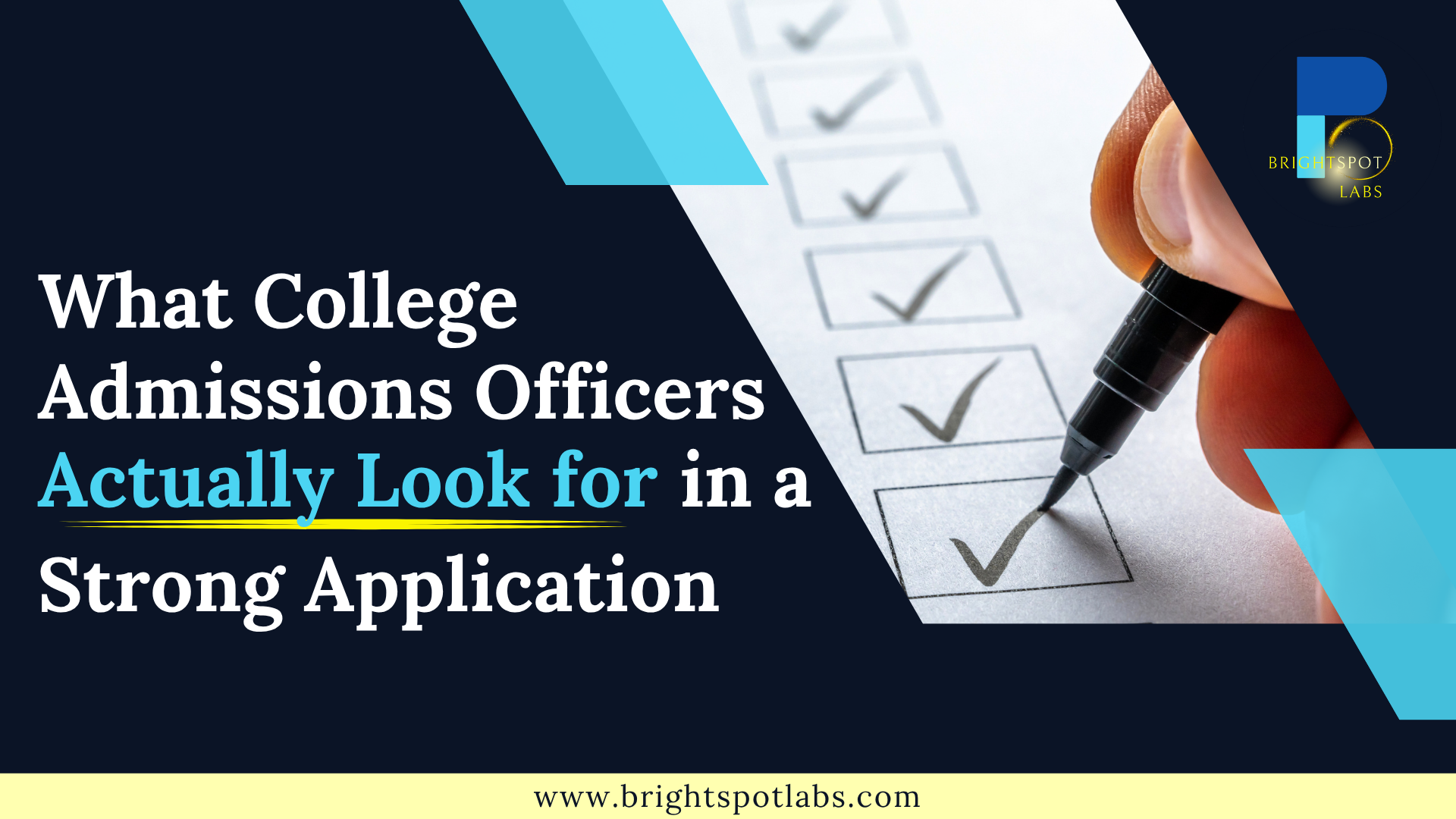 College admissions checklist showing 8 factors admissions officers evaluate in every application